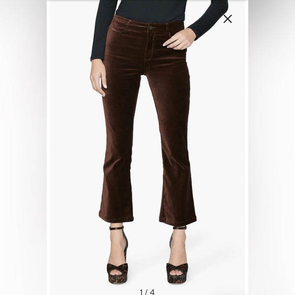 PAIGE Black Cherry Velvet Flare Pants - Picture 2 of 10